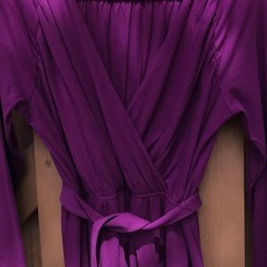 Lands’ End - Purple Long Sleeved Tie Waist Dress
